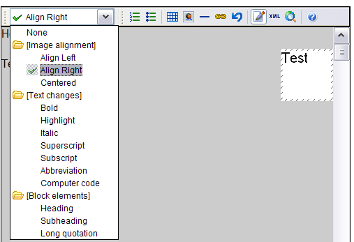 Xstandard's styles drop-down, customised.